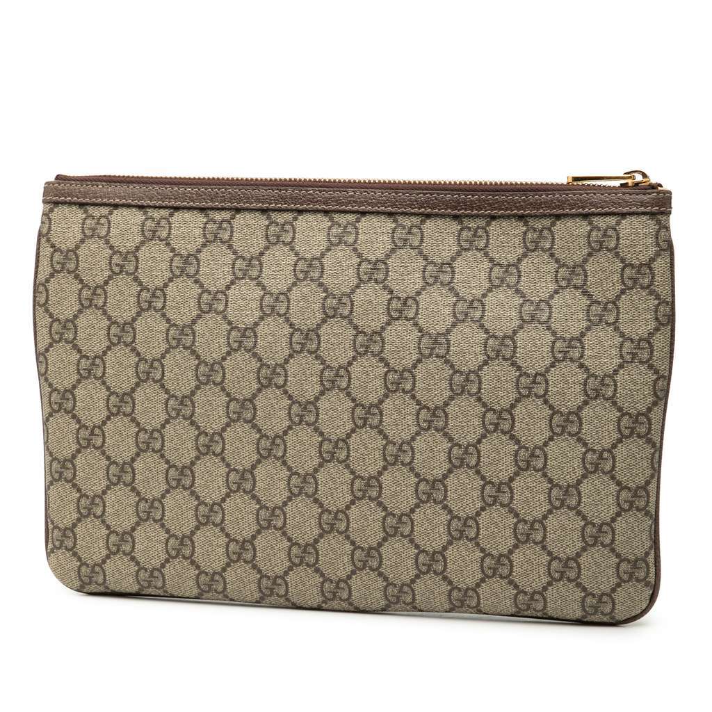 Gucci GG Supreme Web Ophidia Clutch Beige Very good - Back View