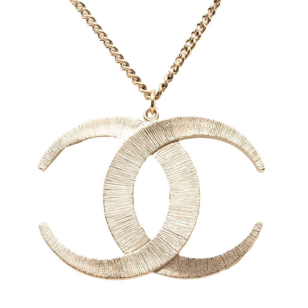 Chanel CC Gold Plated Strass Moon Pendant Necklace Gold Metal Very good - Back View