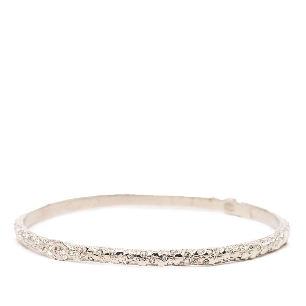 Chanel CC Silver Plated Strass Bangle Silver Metal Very good - Back View