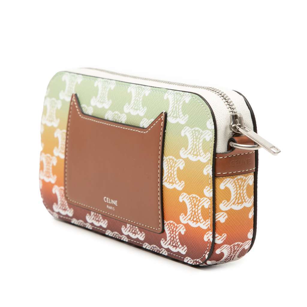 Celine Triomphe Coated Canvas Sunset Logo Horizontal Pouch Brown Canvas Very good - Back View