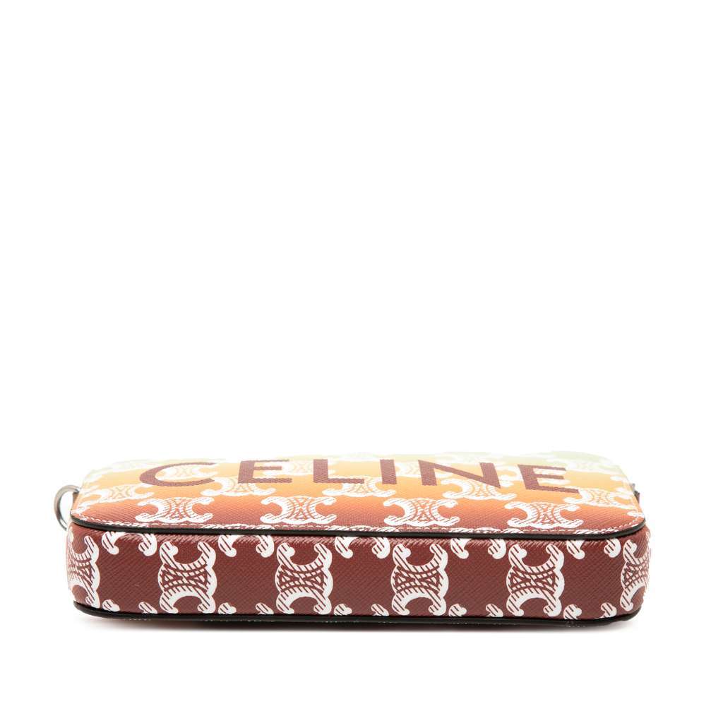 Celine Triomphe Coated Canvas Sunset Logo Horizontal Pouch Brown Canvas Very good - Inside View