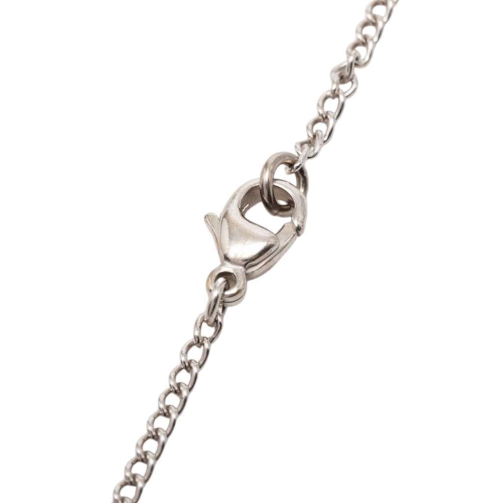 Chanel Silver Plated CC Christmas Tree Pendant Necklace Silver Metal Very good - Model View