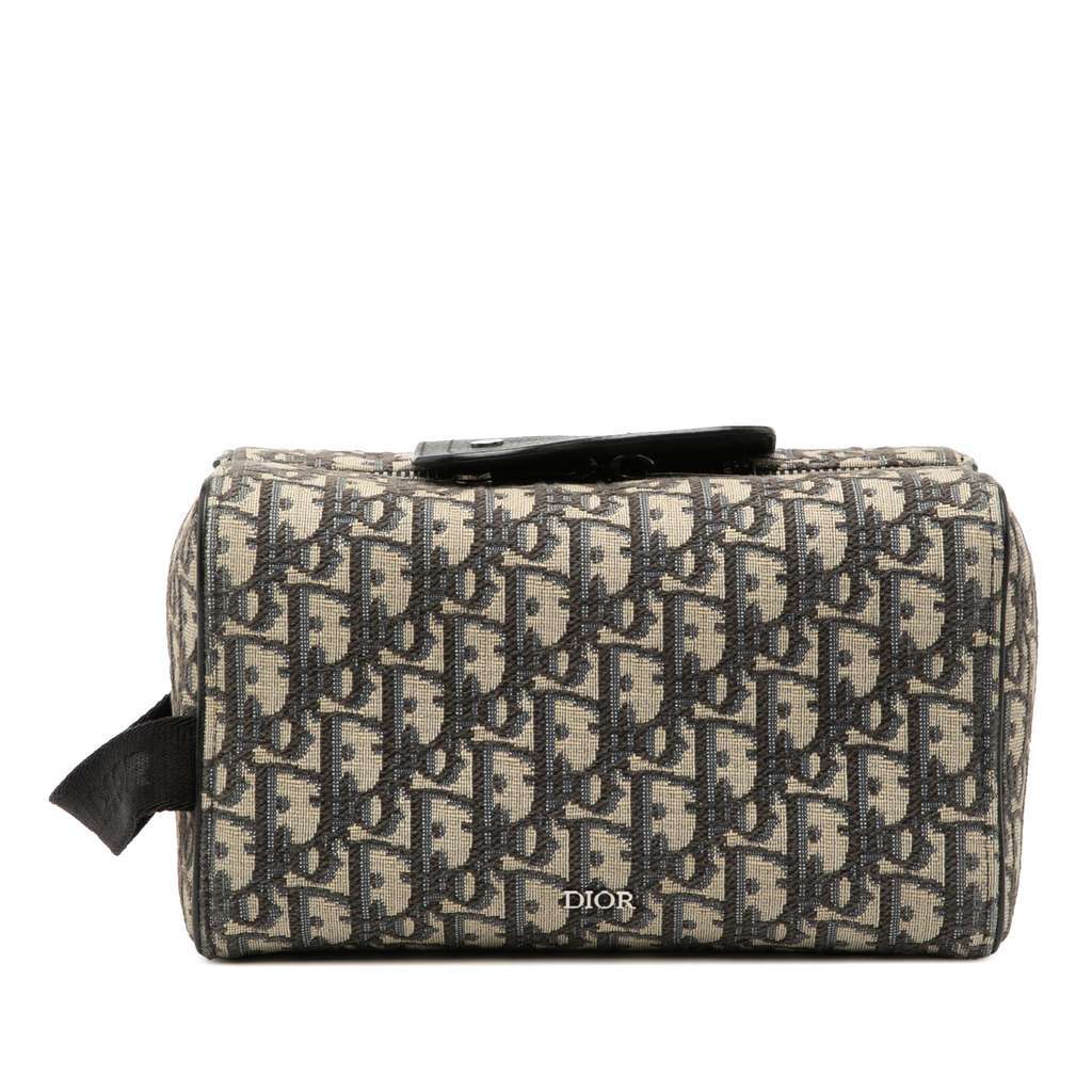 Dior Oblique Canvas Lingot Toiletry Case Blue Canvas Very good - Front View