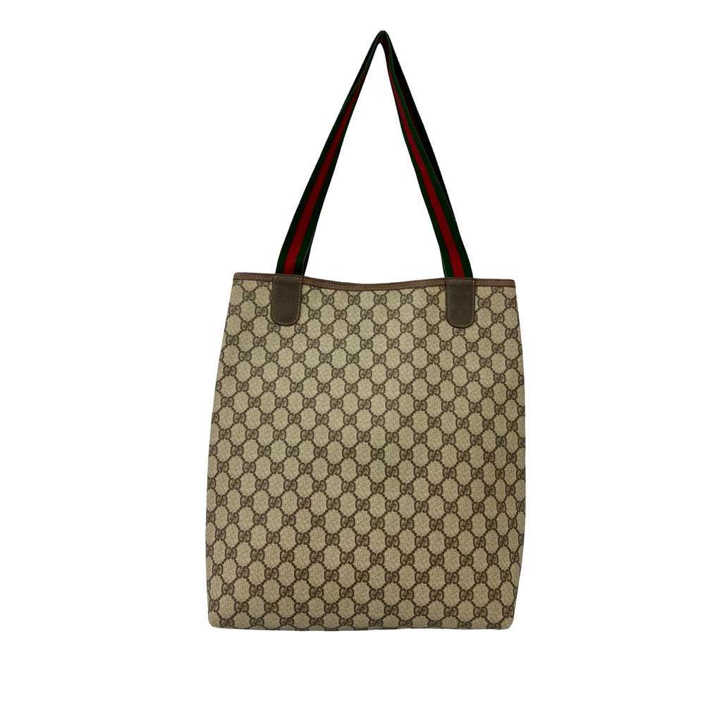 Gucci GG Supreme Web Tote Beige Canvas Very good condition - Back View
