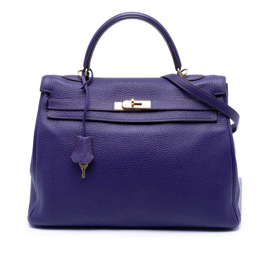 Hermès Togo Kelly II Retourne 35 Purple Leather Very good - Front View
