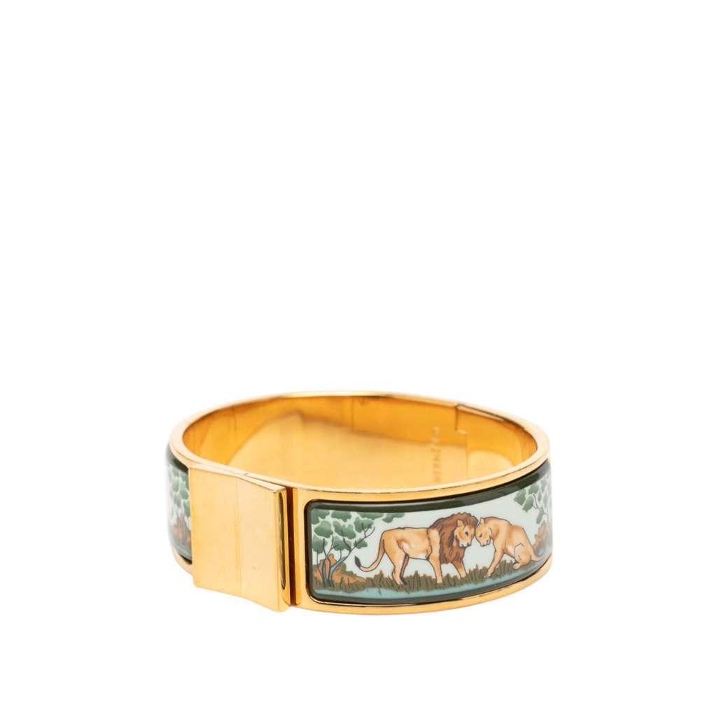 Hermès Wide Enamel Safari Loquet Bracelet PM White Very good - Back View