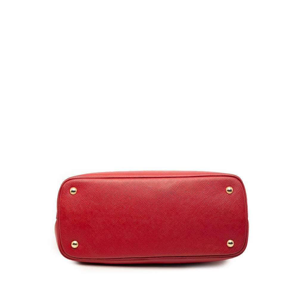 Prada Medium Saffiano Cuir Double Satchel Red Leather Very good - Inside View