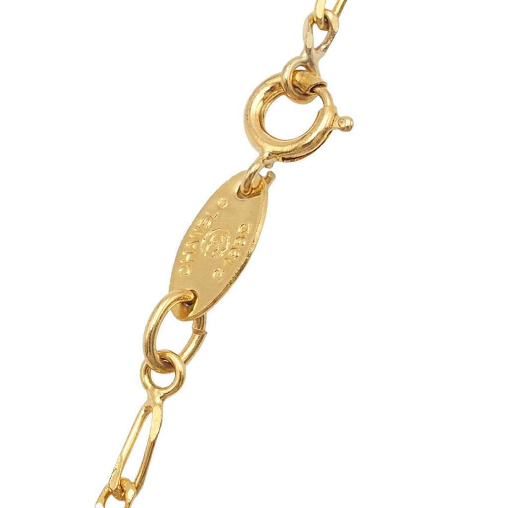 Chanel CC Gold Plated Strass Round Pendant Necklace Gold Metal Very good - Box View