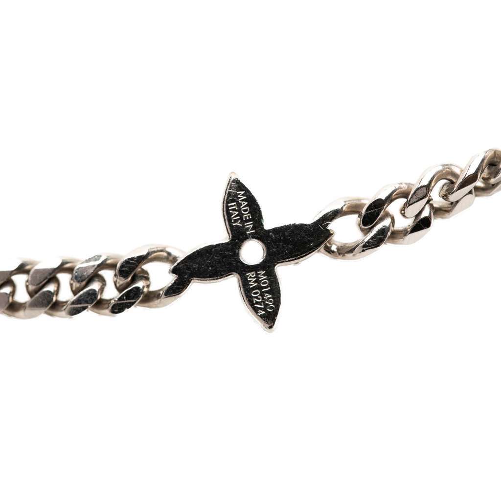 Louis Vuitton Brass Monogram Row Necklace Silver Brass Very good - Inside View