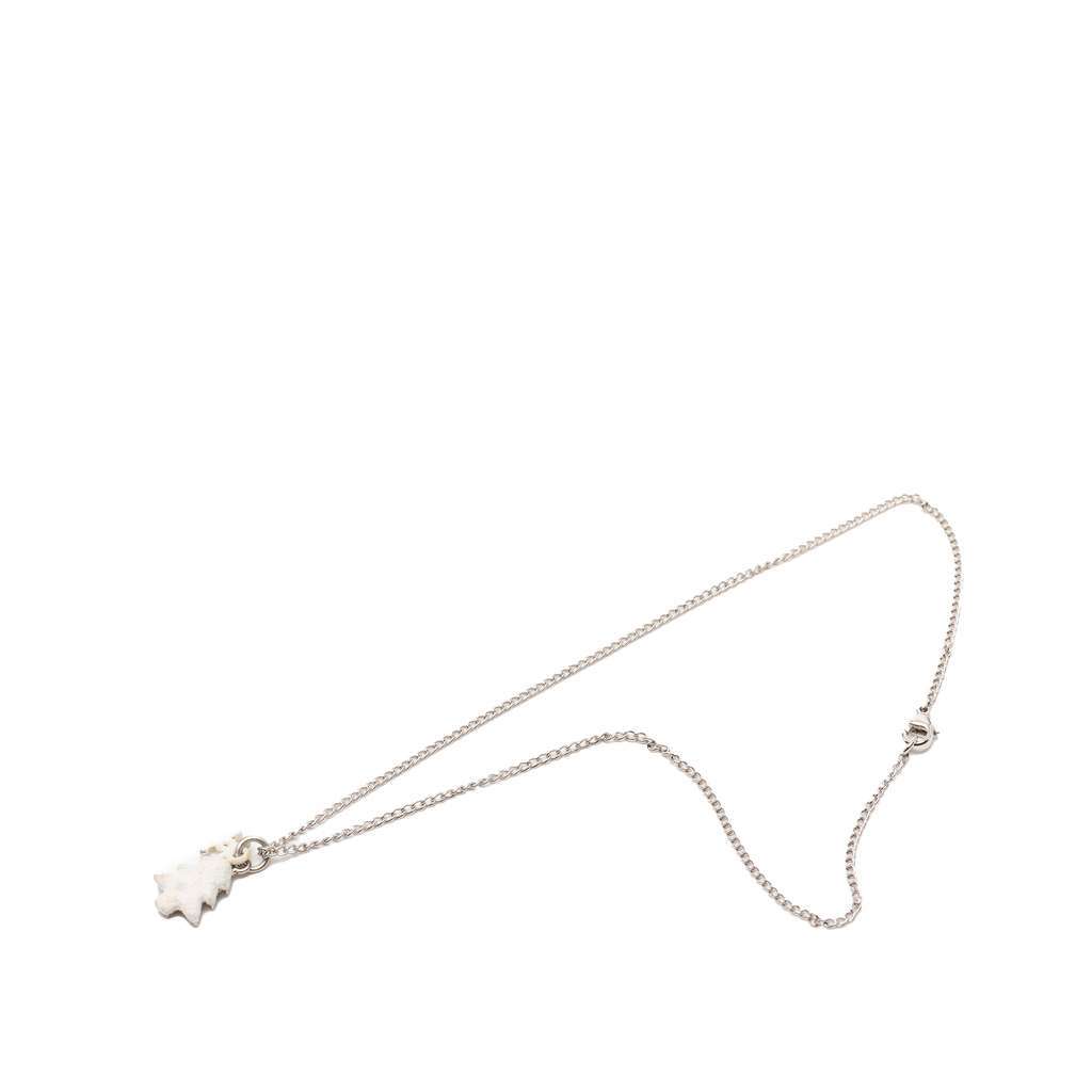 Chanel Silver Plated CC Christmas Tree Pendant Necklace Silver Metal Very good - Model View