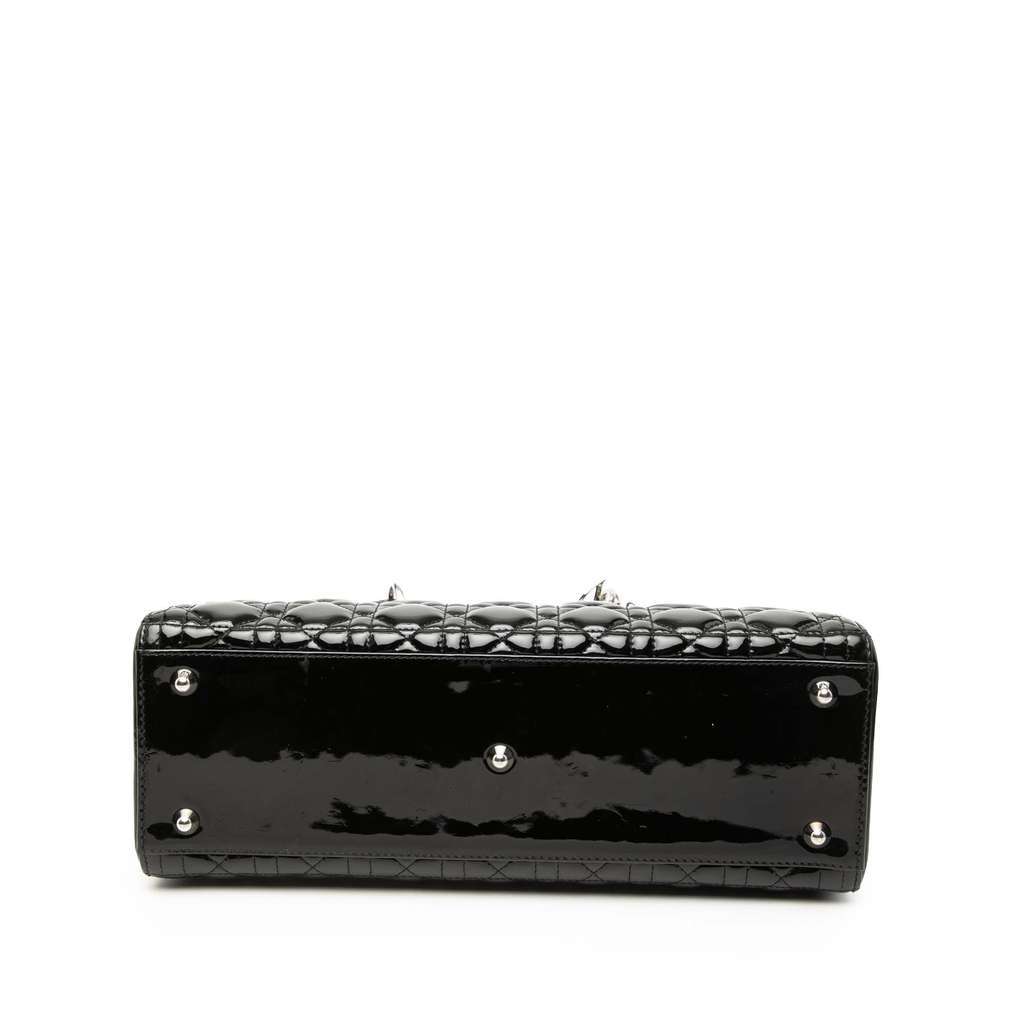 Dior Large Patent Cannage Lady Dior Black Leather Good - Inside View