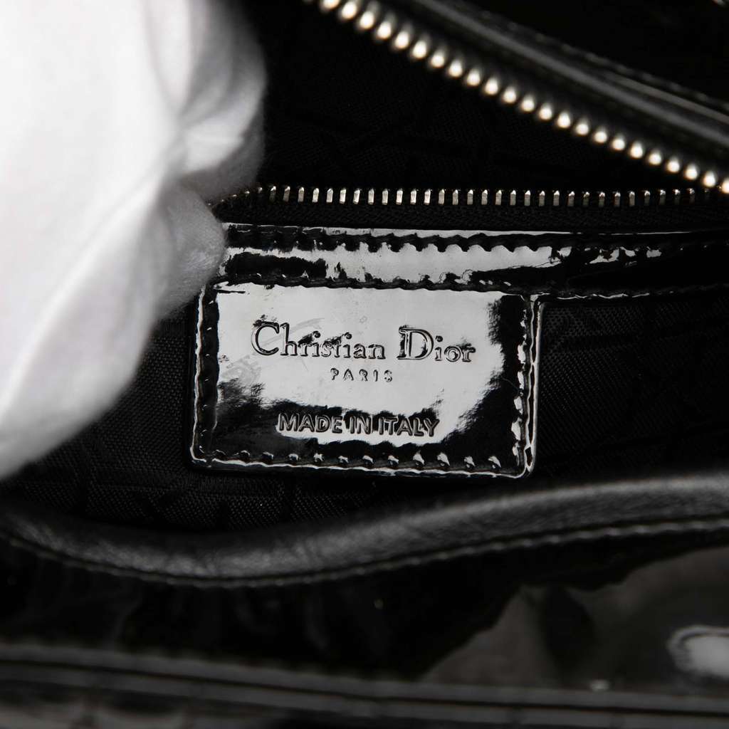 Dior Large Patent Cannage Lady Dior Black Leather Good - Box View