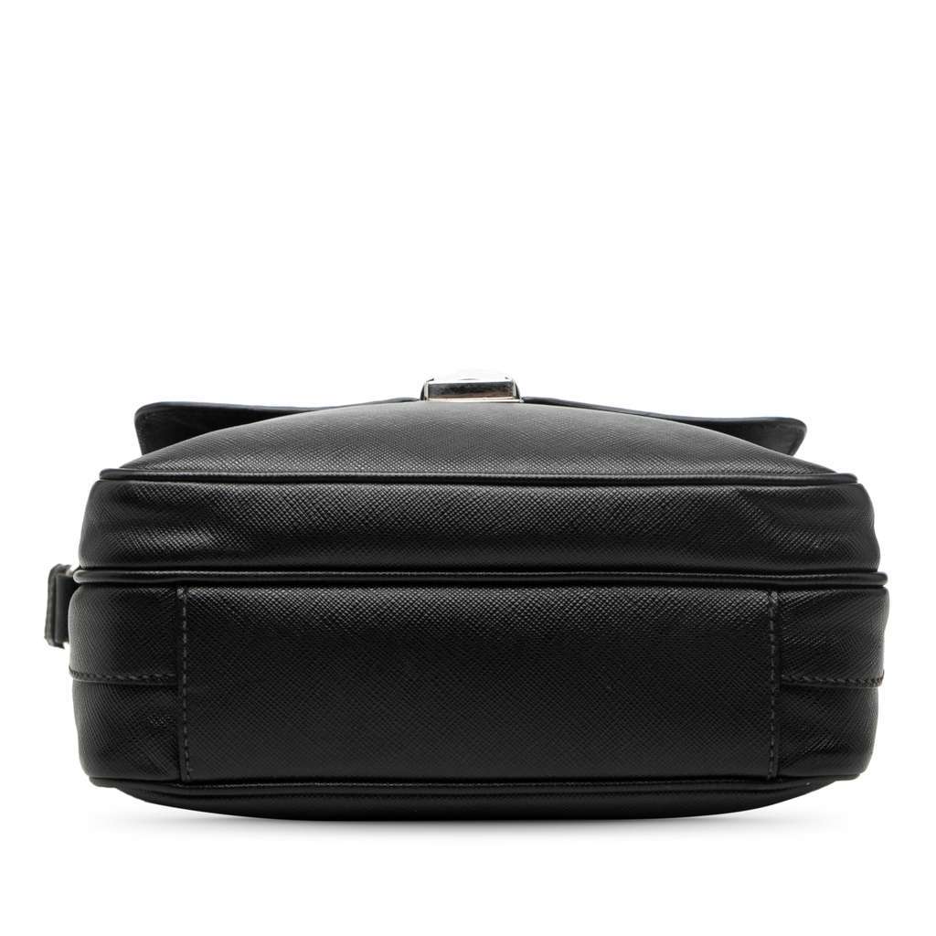 Prada Saffiano Travel Messenger Bag Black Leather Good - Inside View
