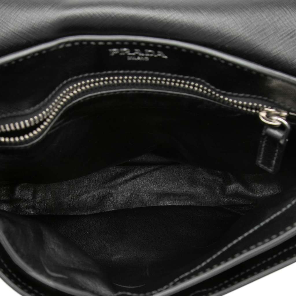 Prada Saffiano Travel Messenger Bag Black Leather Good - Model View