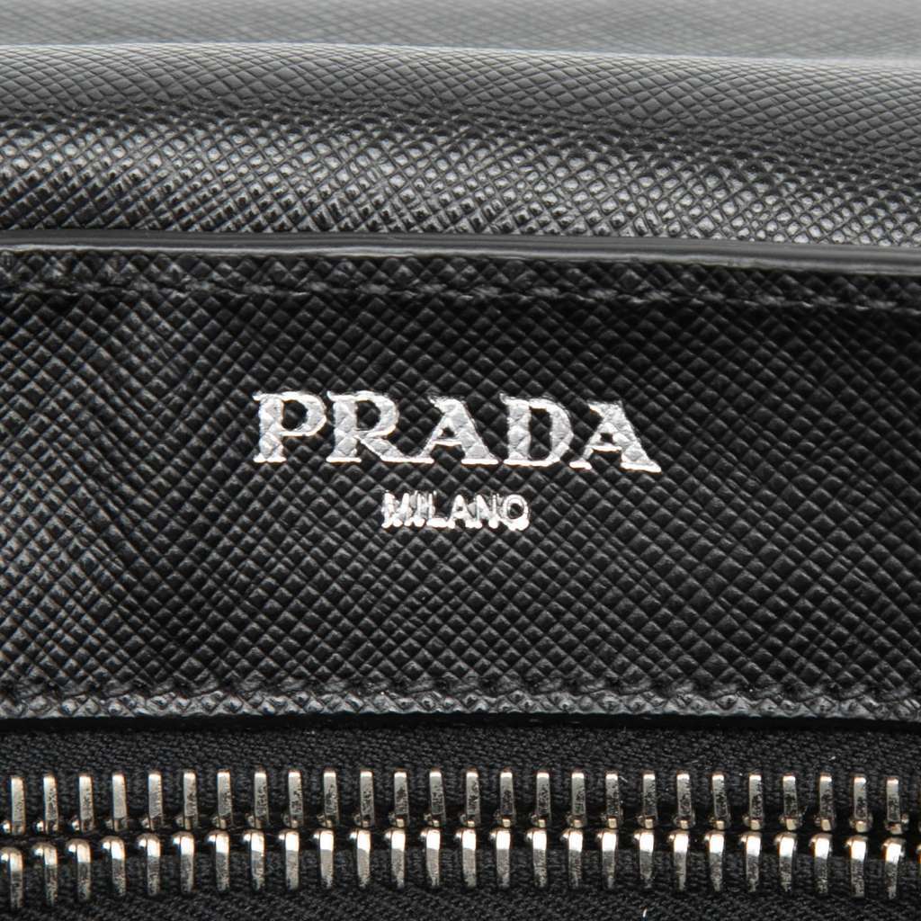 Prada Saffiano Travel Messenger Bag Black Leather Good - Box View