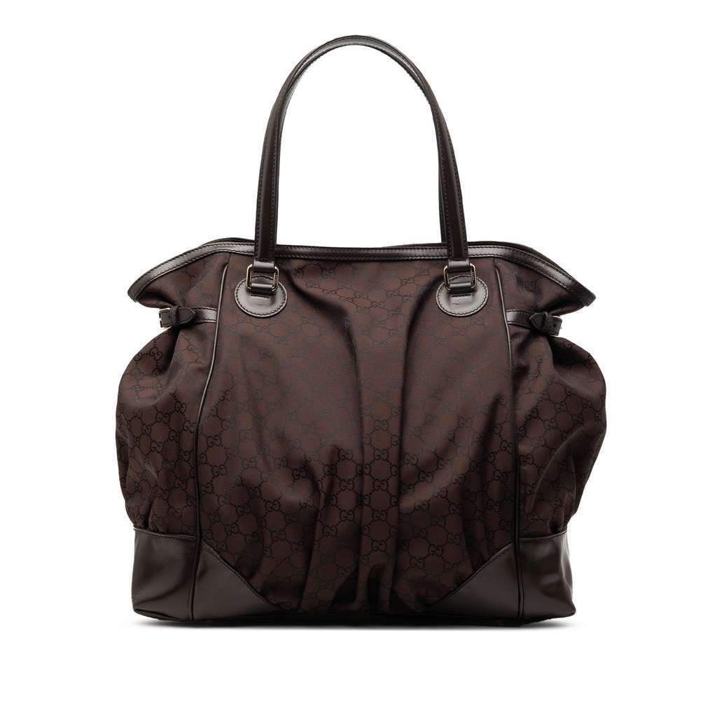 Gucci GG Nylon Full Moon Tote Brown Very good - Front View