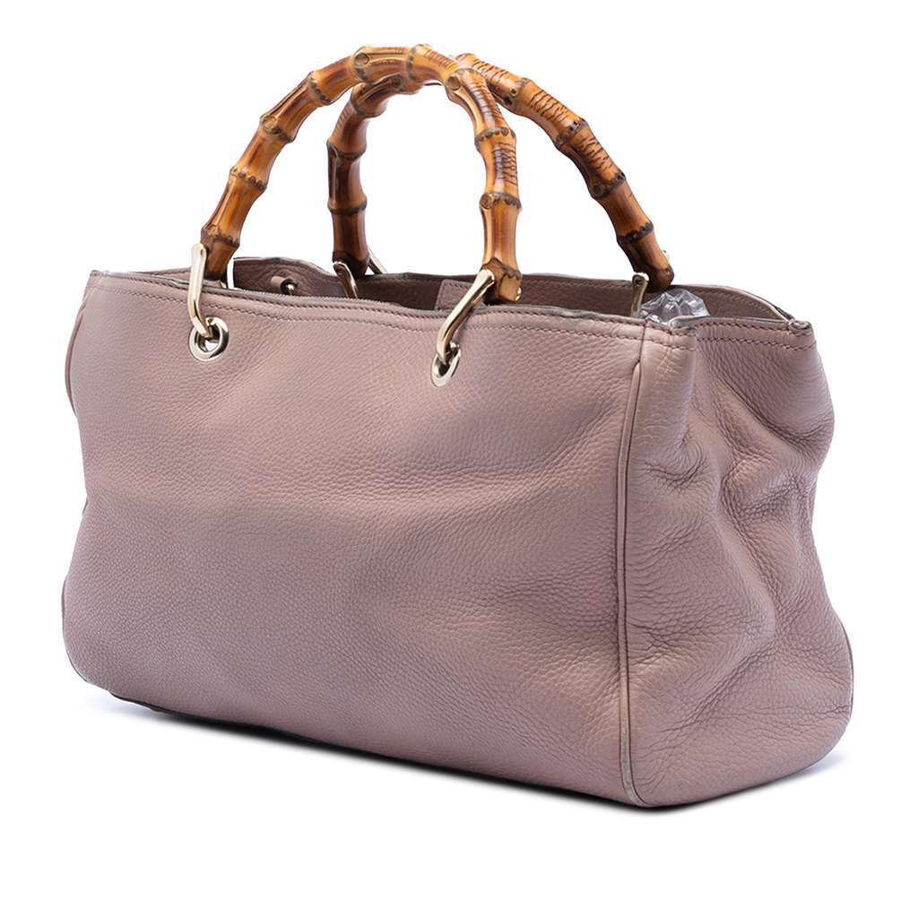 Gucci Medium Calfskin Bamboo Shopper Satchel Brown Leather Very good - Back View