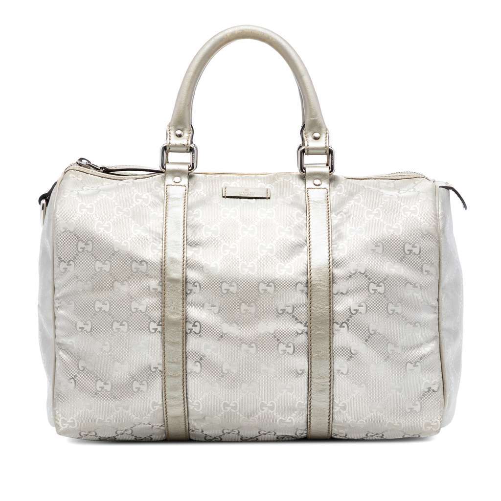 Gucci Medium GG Imprime Joy Boston Bag Silver Canvas Very good - Front View