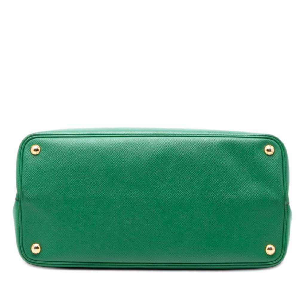 Prada Medium Saffiano Cuir Double Satchel Green Leather Very good - Inside View