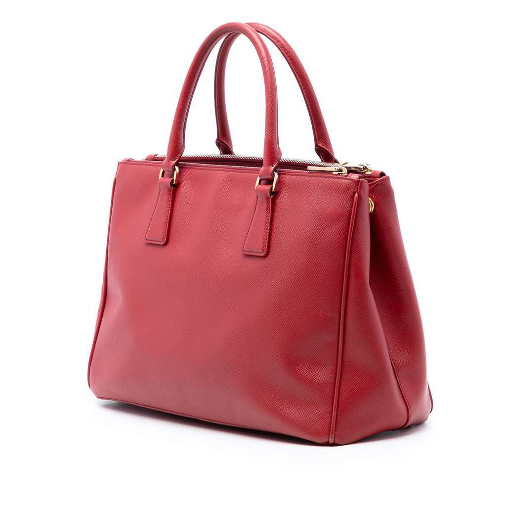 Prada Large Saffiano Lux Galleria Double Zip Satchel Red Leather Very good - Back View