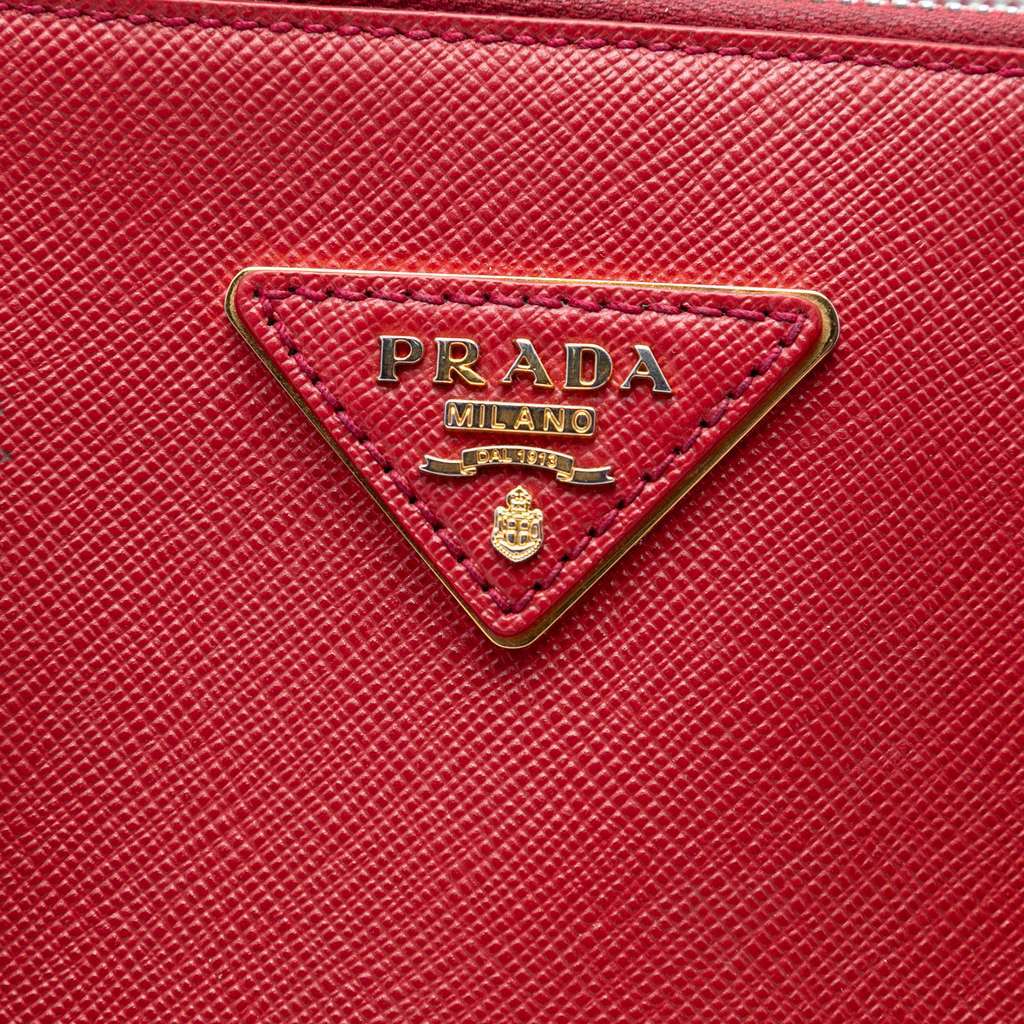Prada Large Saffiano Lux Galleria Double Zip Satchel Red Leather Very good - Box View