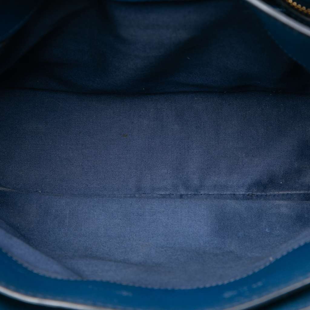 Miu Miu Goatskin Madras Satchel Blue Leather Good - Model View