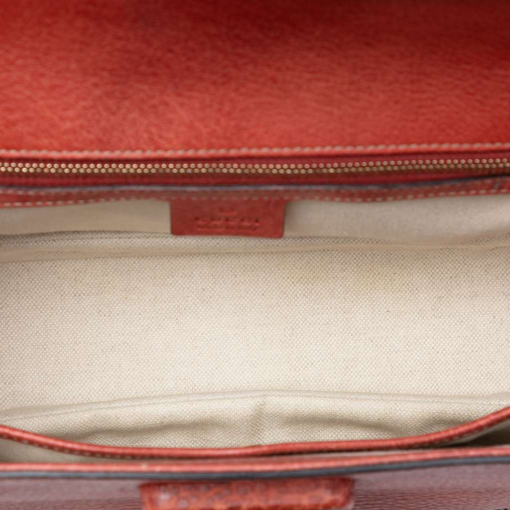Gucci Medium Leather New Bamboo Satchel Red Leather Very good - Model View