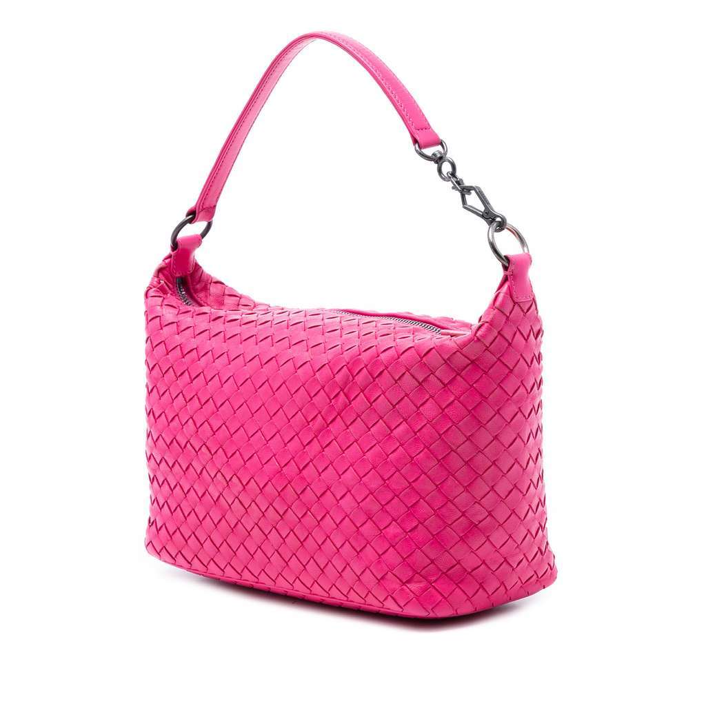 Bottega Veneta Small Nappa Intrecciato Shoulder Bag Pink Leather Very good - Back View