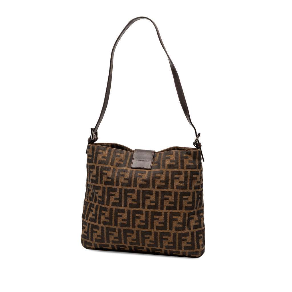 Fendi Zucca Canvas Shoulder Bag Brown Canvas Very good - Back View