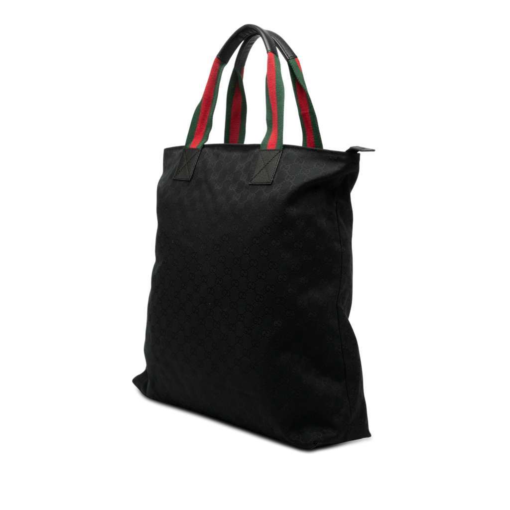 Gucci GG Canvas Web Vertical Tote Black Canvas Very good - Back View