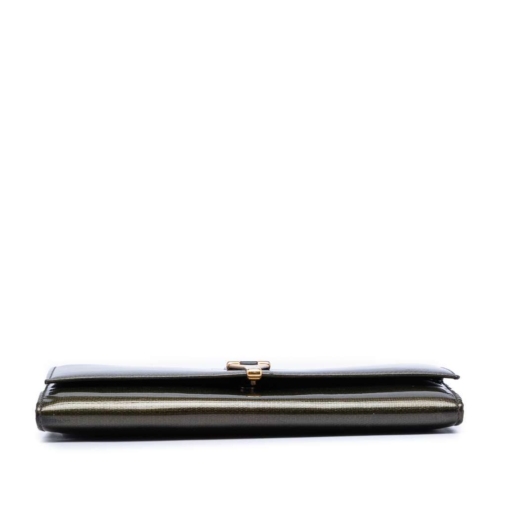 Saint Laurent Patent Chyc Ligne Travel Wallet Green Leather Very good - Inside View