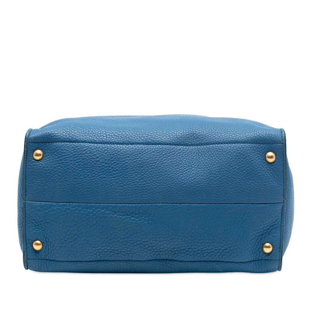 Prada Vitello Daino Open Convertible Tote Blue Leather Very good - Inside View