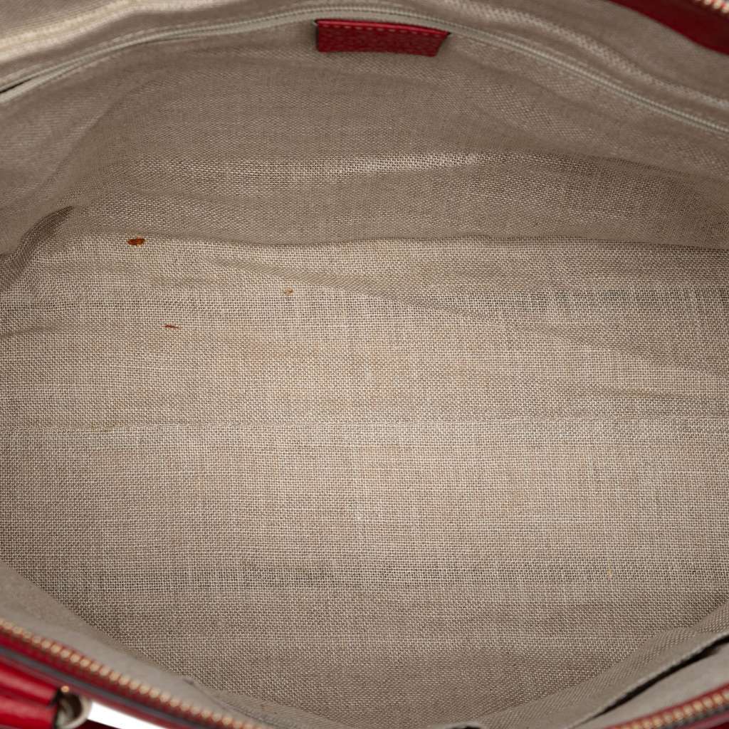 Gucci Large Dollar Calfskin GG Charm Dome Satchel Red Leather Very good - Model View