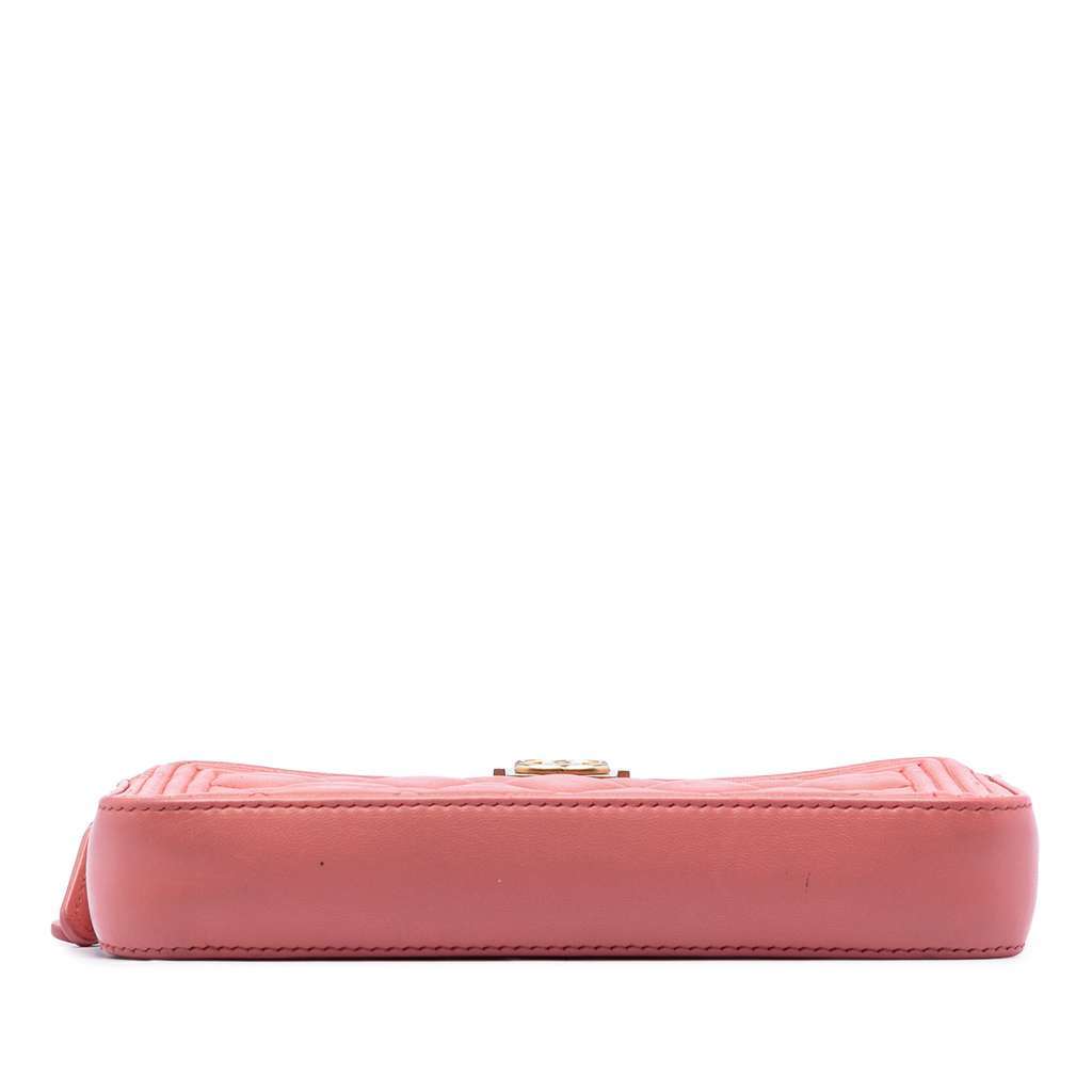 Chanel Quilted Caviar Boy Double Zip Clutch With Chain Pink Leather Very good - Inside View