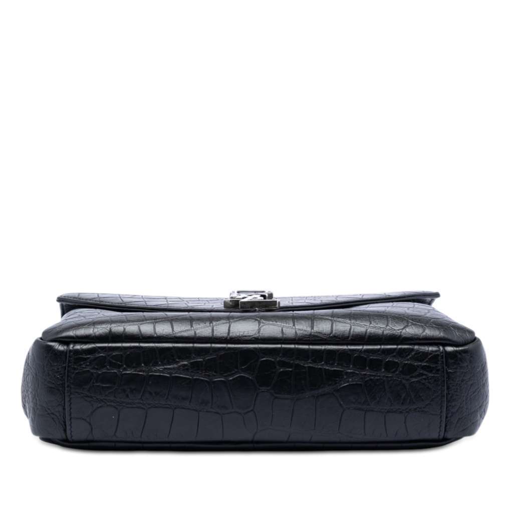 Saint Laurent Medium Croc Embossed Leather College Satchel Black Leather Very good - Inside View