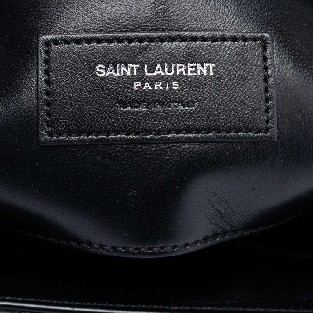 Saint Laurent Medium Croc Embossed Leather College Satchel Black Leather Very good - Box View