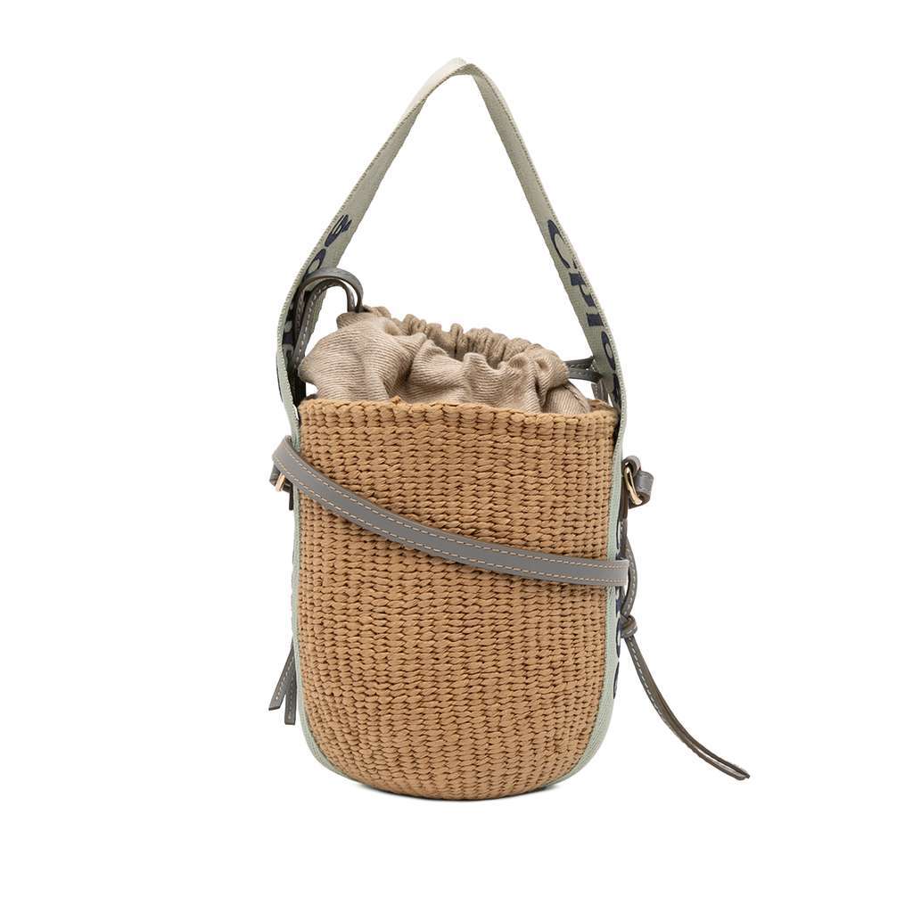 Chloé Raffia Drawstring Woody Basket Bag Brown Very good condition - Front View