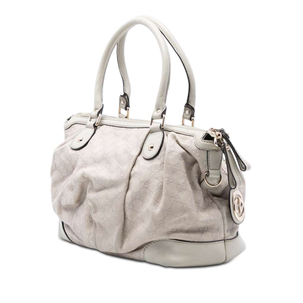 Gucci Guccissima Sukey Satchel White Leather Very good - Back View