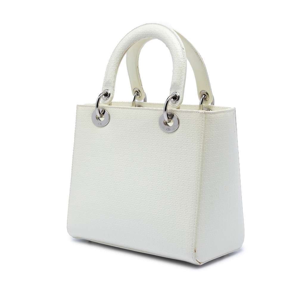 Dior Medium Patent Microcannage Lady Dior White Leather Very good - Back View