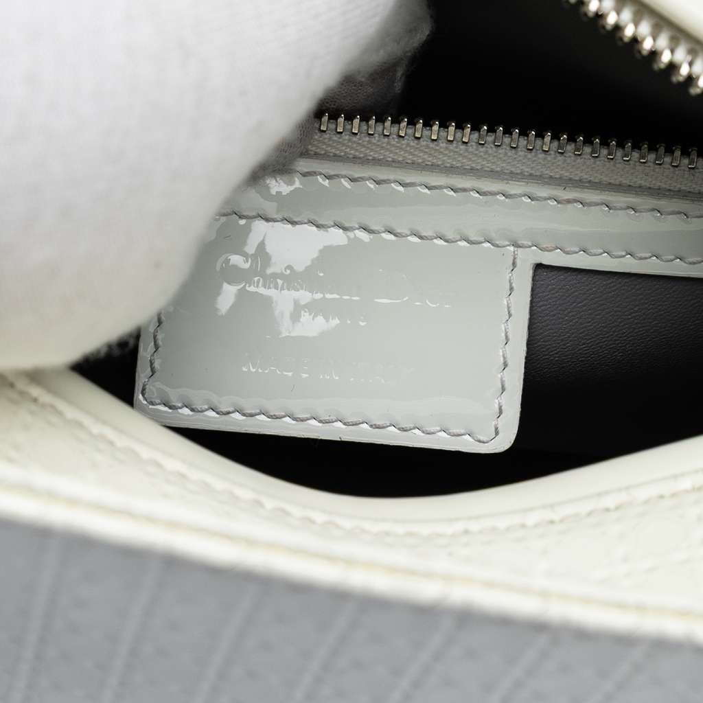 Dior Medium Patent Microcannage Lady Dior White Leather Very good - Box View