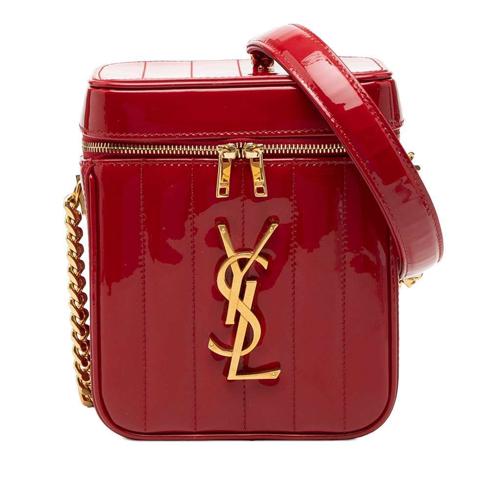 Saint Laurent Matelasse Patent Monogram Vicky Vanity Bag Red Leather Very good - Front View