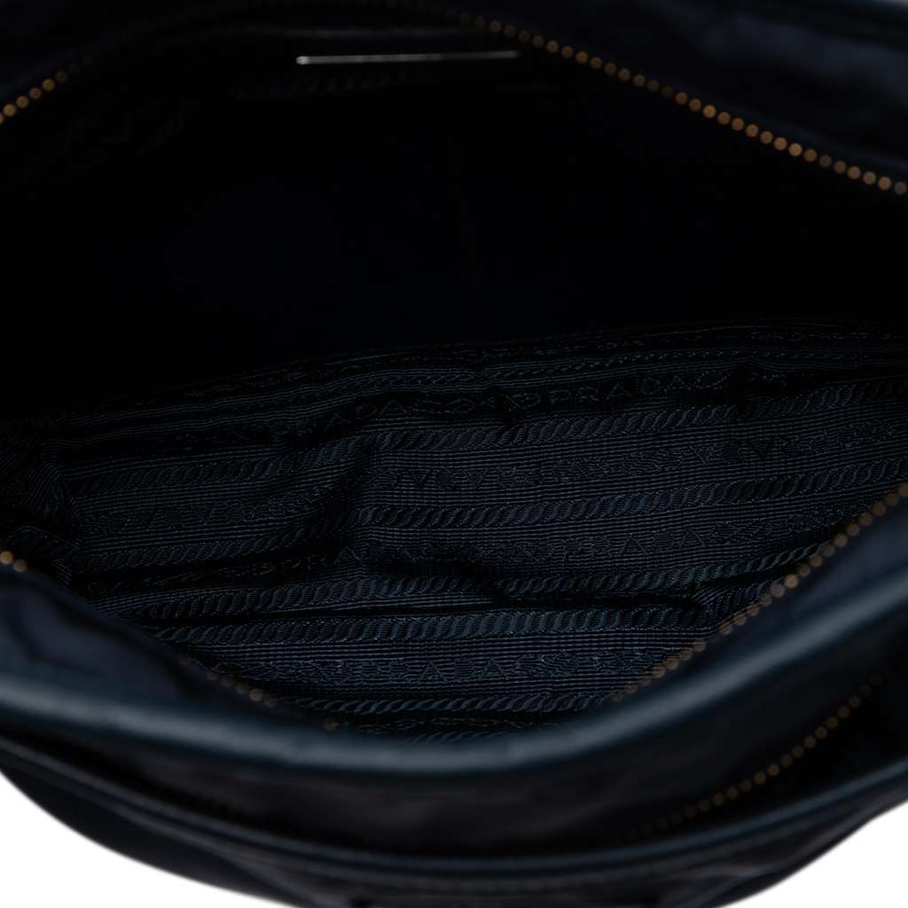 Prada Saffiano Trimmed Tessuto Zip Top Crossbody Blue Very good - Model View