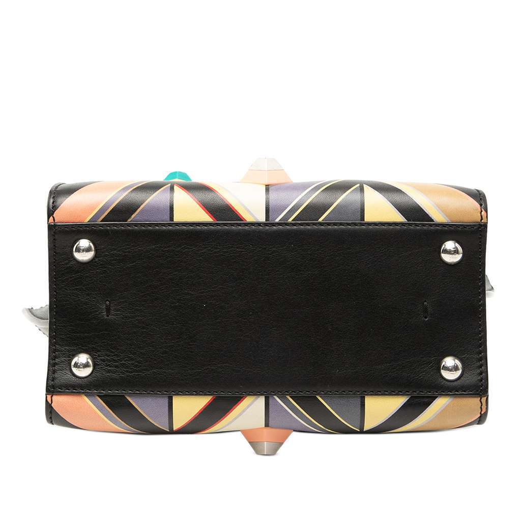 Fendi Mini Calfskin Studded Geometric 3Jours Satchel Black Leather Good condition - Inside View