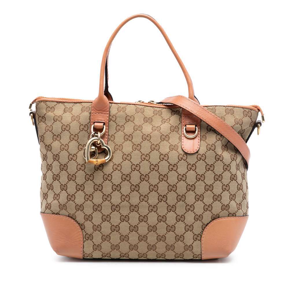 Gucci GG Canvas Heart Bit Satchel Beige Canvas Very good - Front View