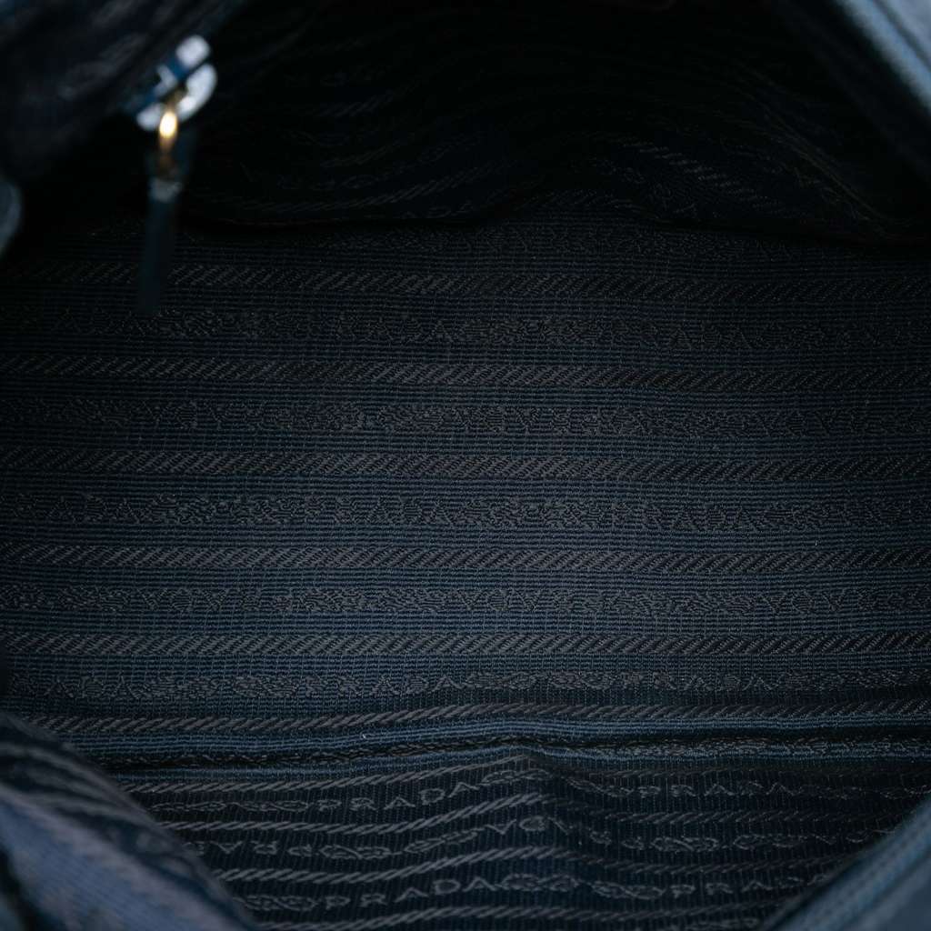 Prada Tessuto Metal Handle Bag Blue Very good - Model View