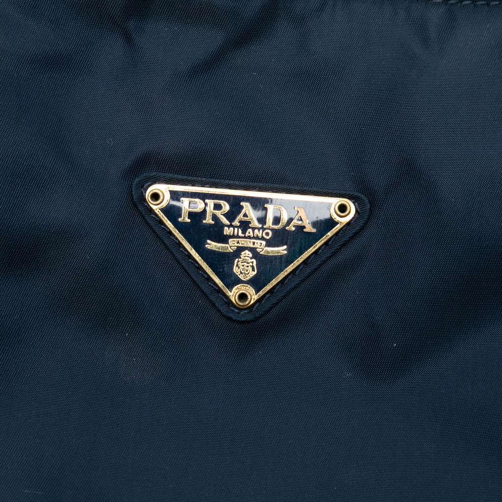Prada Tessuto Metal Handle Bag Blue Very good - Box View