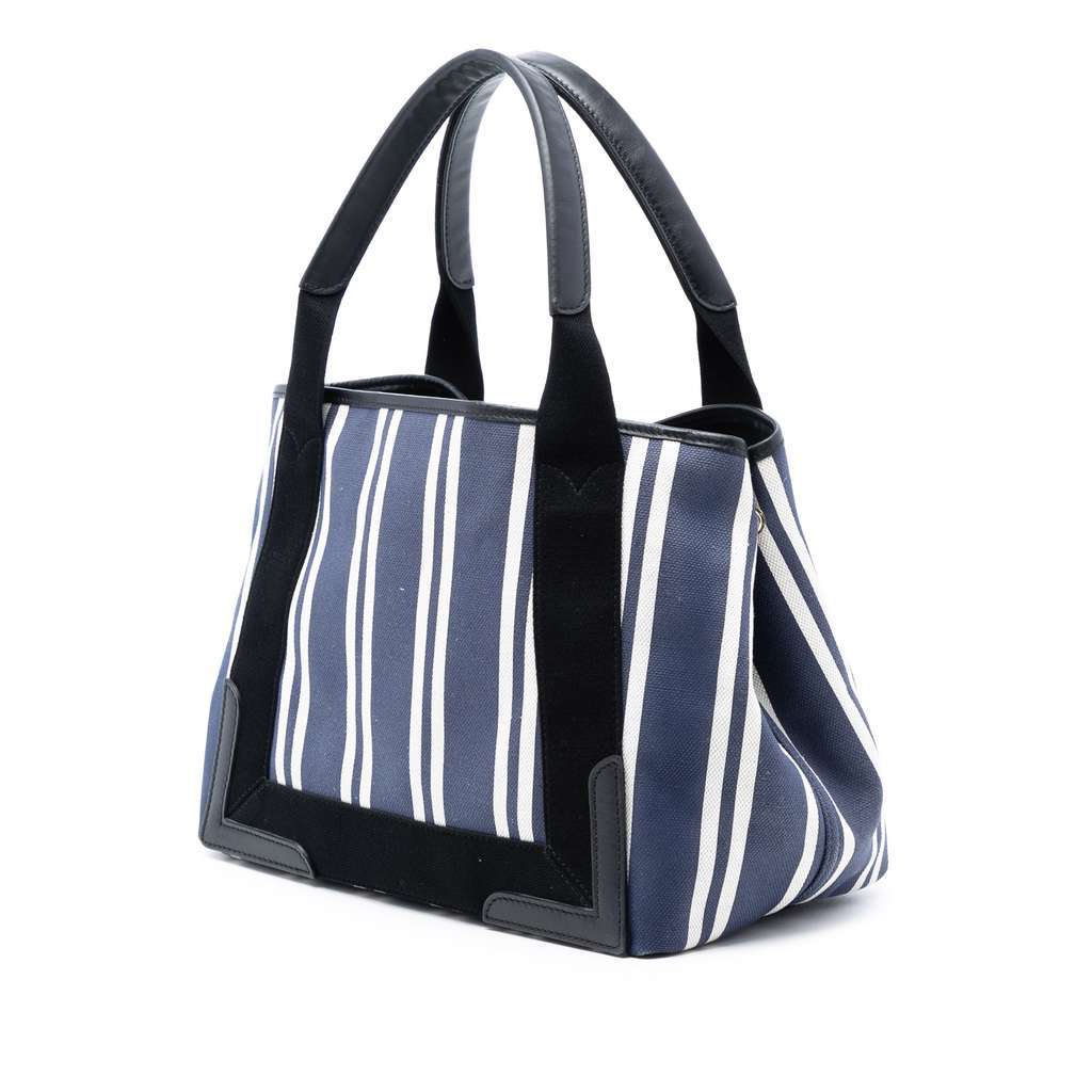 Balenciaga Canvas Striped Navy Cabas S Blue Canvas Very good - Back View