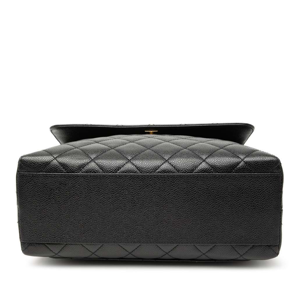 Chanel CC Quilted Caviar Kelly Top Handle Bag Black Leather Very good - Inside View