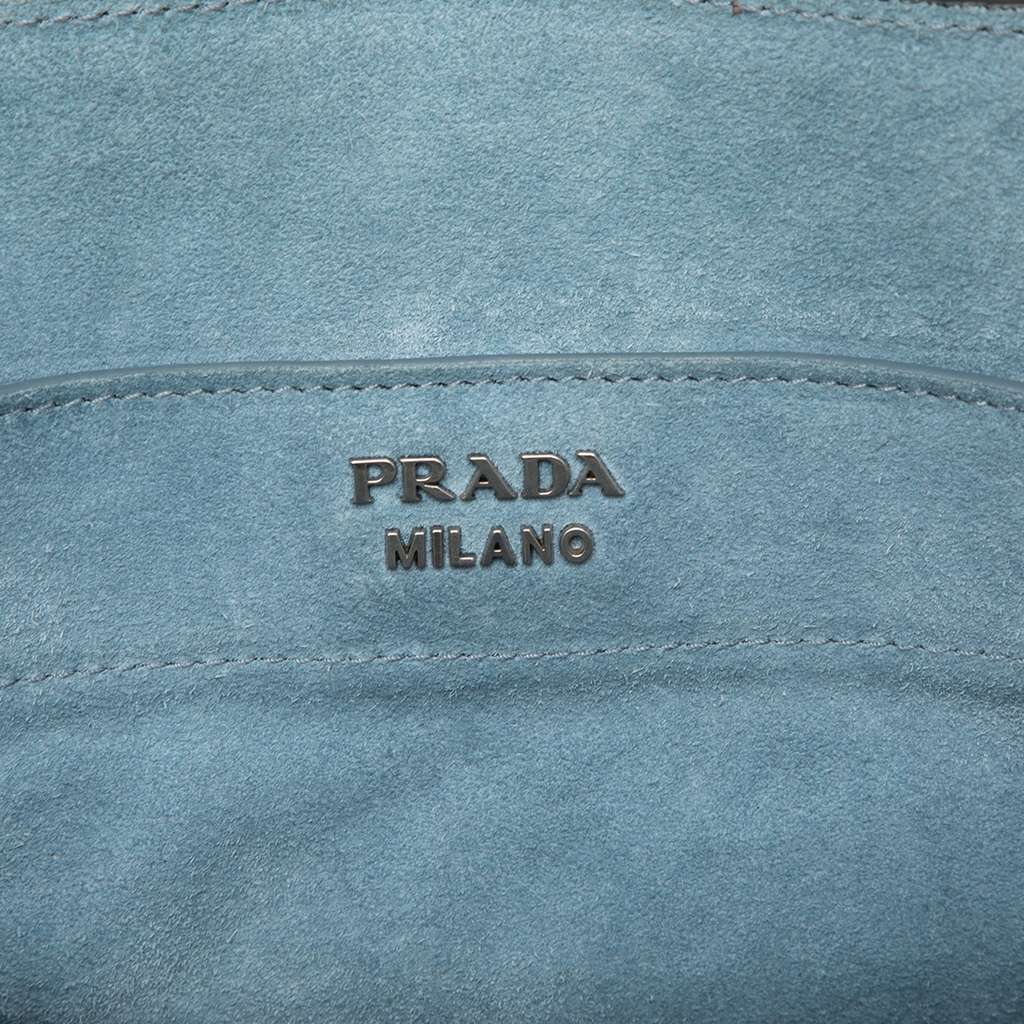Prada Glace Calf Etiquette Tote Grey Leather Very good - Box View