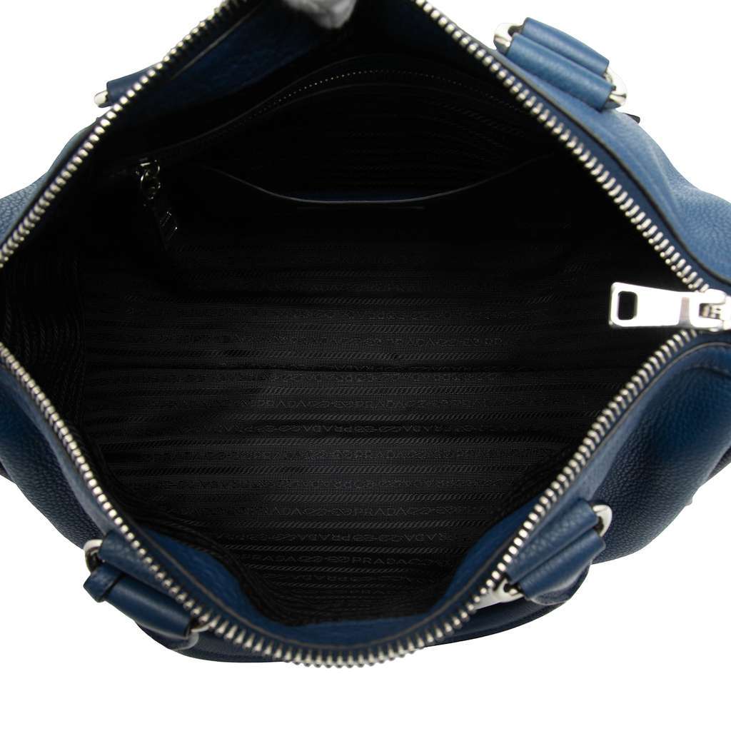 Prada Vitello Phenix Zip Top Satchel Blue Leather Very good - Model View